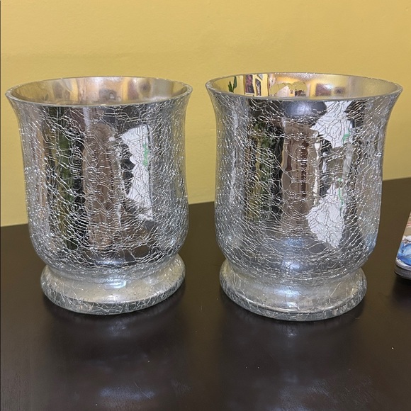 T.J.Maxx Other - T.J.Maxx Two Silver Crackle Glass Vase or could be used for candle holder!